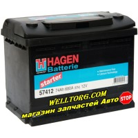 Аккумулятор 57412 Hagen 74Ah (680A)
